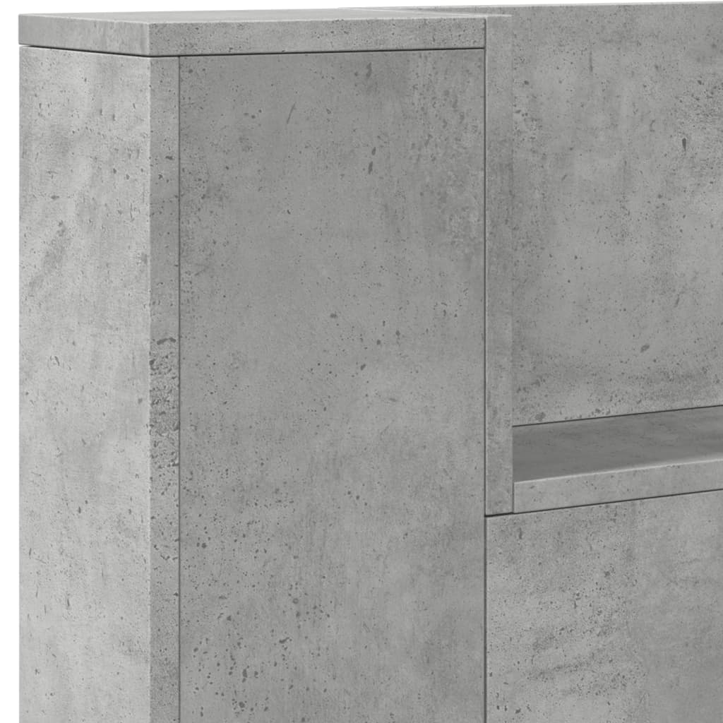 betonszürke áthidalószekrény LED-világítással 220x16,5x103,5 cm