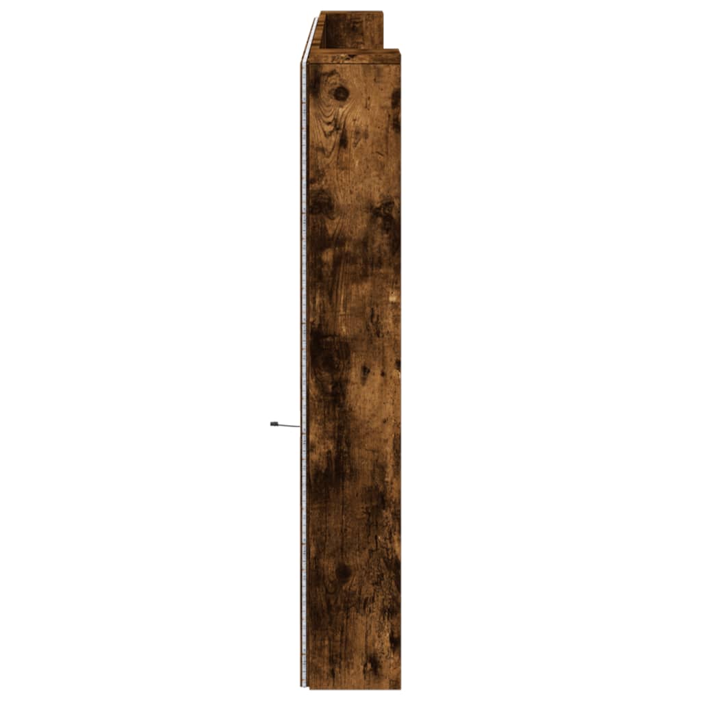 füstös tölgy színű áthidalószekrény LED-ekkel 220x16,5x103,5 cm