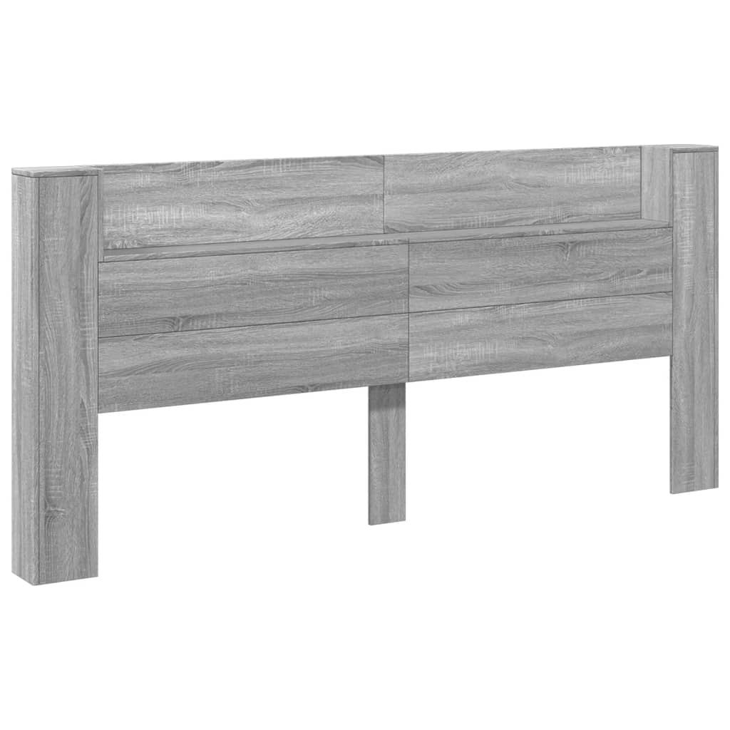 szürke sonoma színű áthidalószekrény LED-ekkel 220x16,5x103,5cm