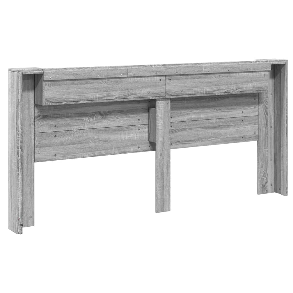 szürke sonoma színű áthidalószekrény LED-ekkel 220x16,5x103,5cm