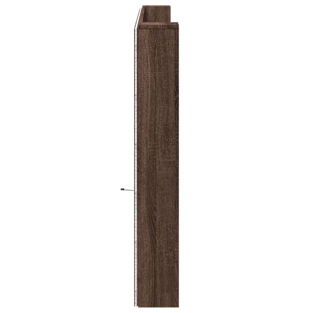 barna tölgy színű áthidalószekrény LED-ekkel 220x16,5x103,5 cm