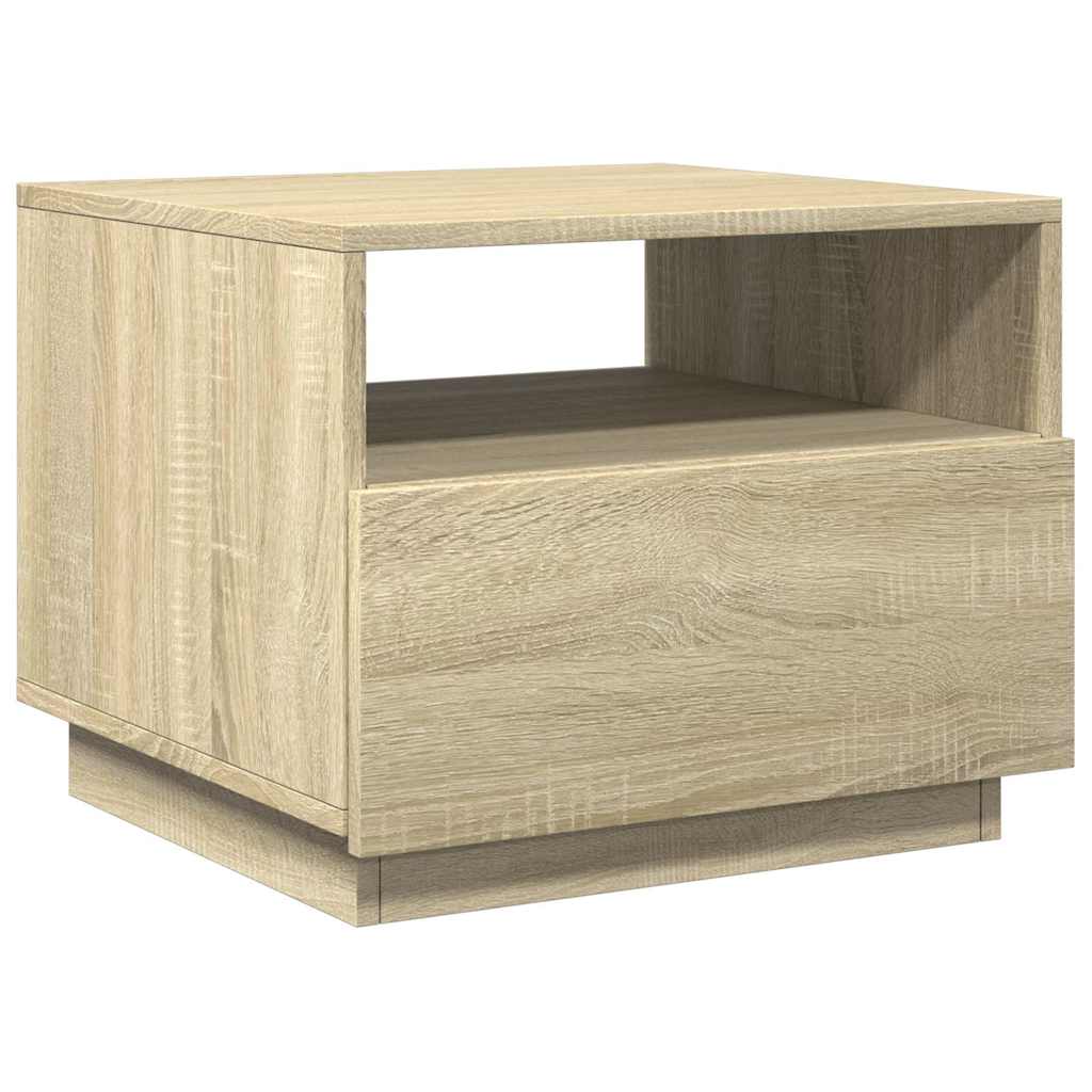 sonoma tölgy színű dohányzóasztal LED-lámpákkal 50x49x40 cm