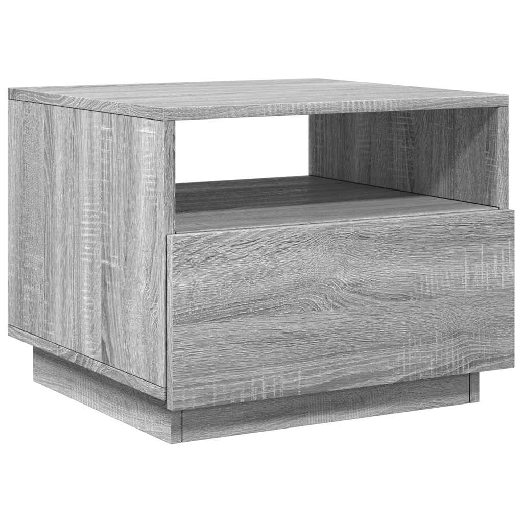 szürke sonoma színű dohányzóasztal LED-lámpákkal 50x49x40 cm