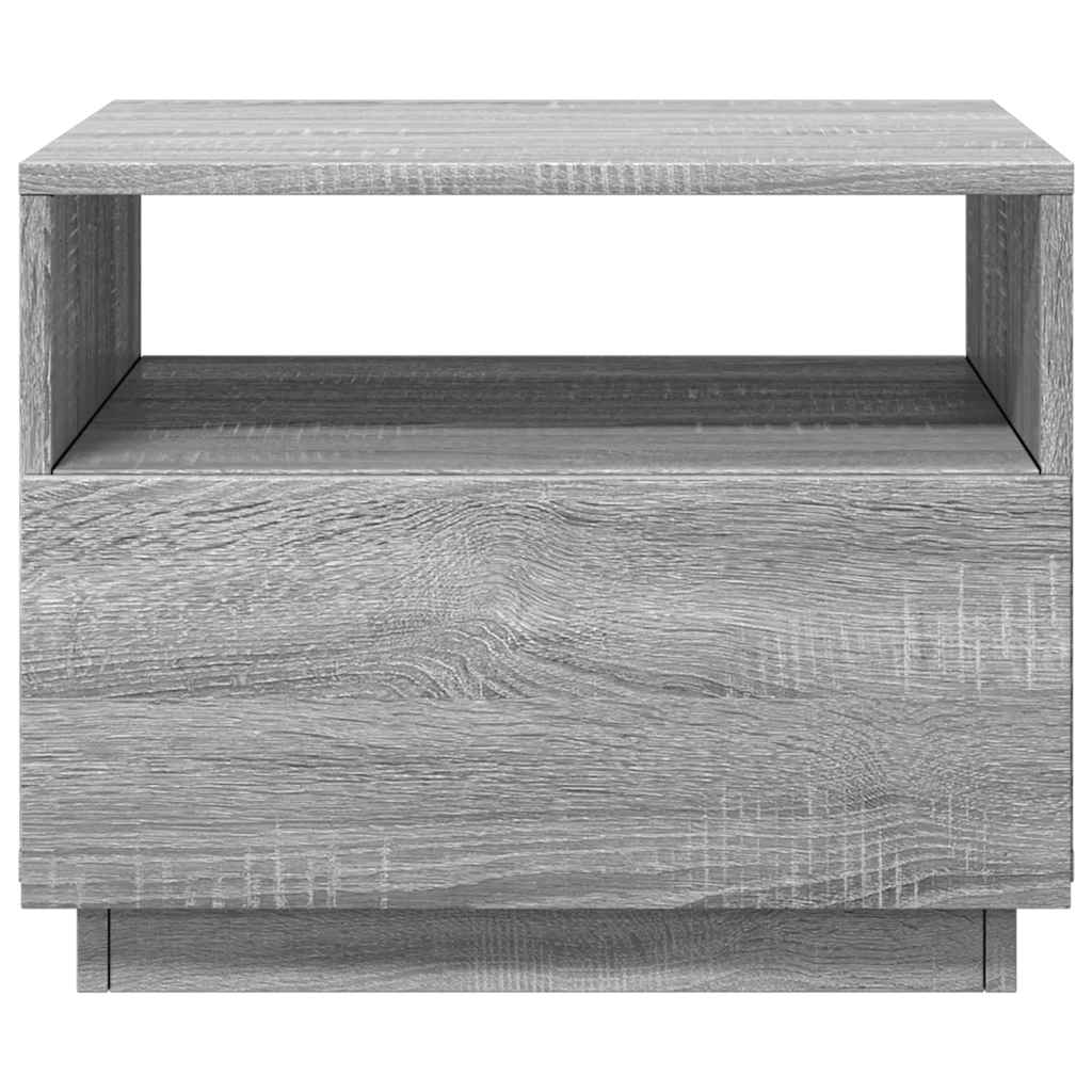 szürke sonoma színű dohányzóasztal LED-lámpákkal 50x49x40 cm