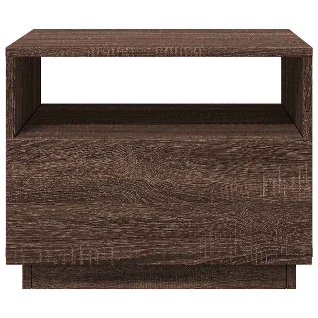barna tölgyszínű dohányzóasztal LED-lámpákkal 50x49x40 cm