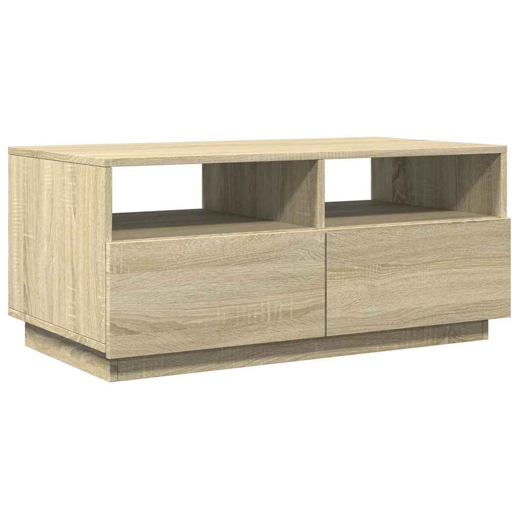 sonoma tölgy színű dohányzóasztal LED-lámpákkal 90x49x40 cm