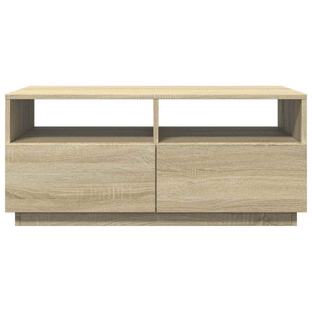 sonoma tölgy színű dohányzóasztal LED-lámpákkal 90x49x40 cm