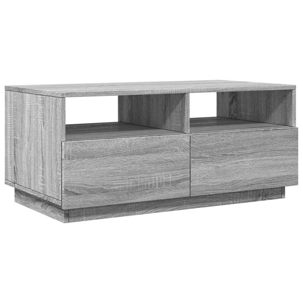szürke sonoma színű dohányzóasztal LED-lámpákkal 90x49x40 cm