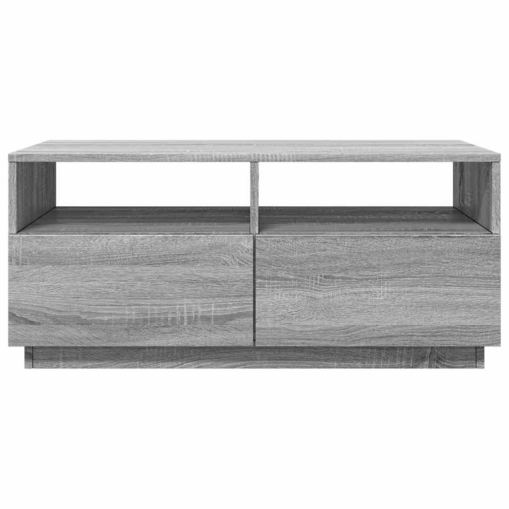 szürke sonoma színű dohányzóasztal LED-lámpákkal 90x49x40 cm