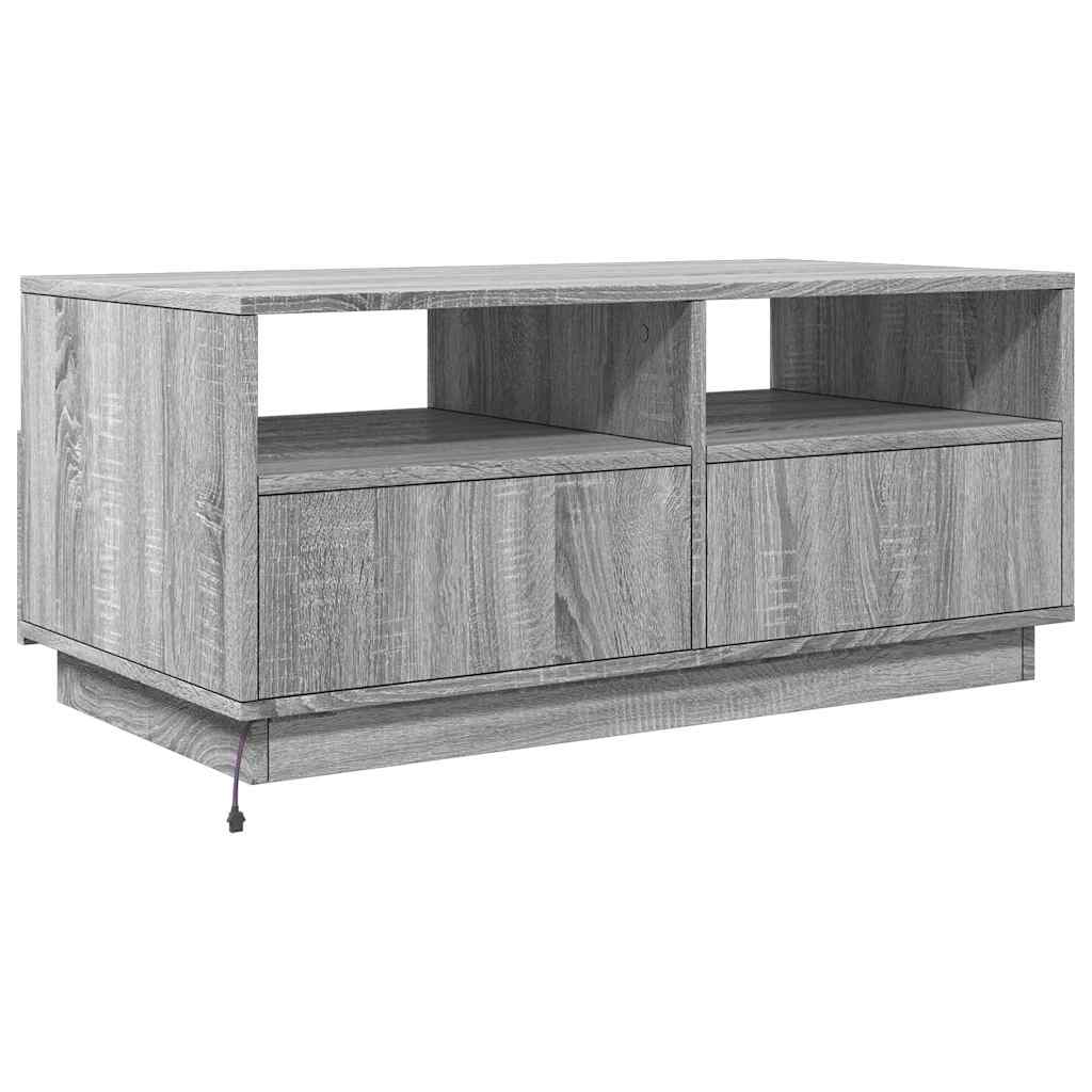 szürke sonoma színű dohányzóasztal LED-lámpákkal 90x49x40 cm