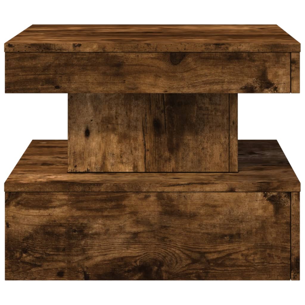 füstös tölgy színű dohányzóasztal LED-lámpákkal 50 x 50 x 40 cm