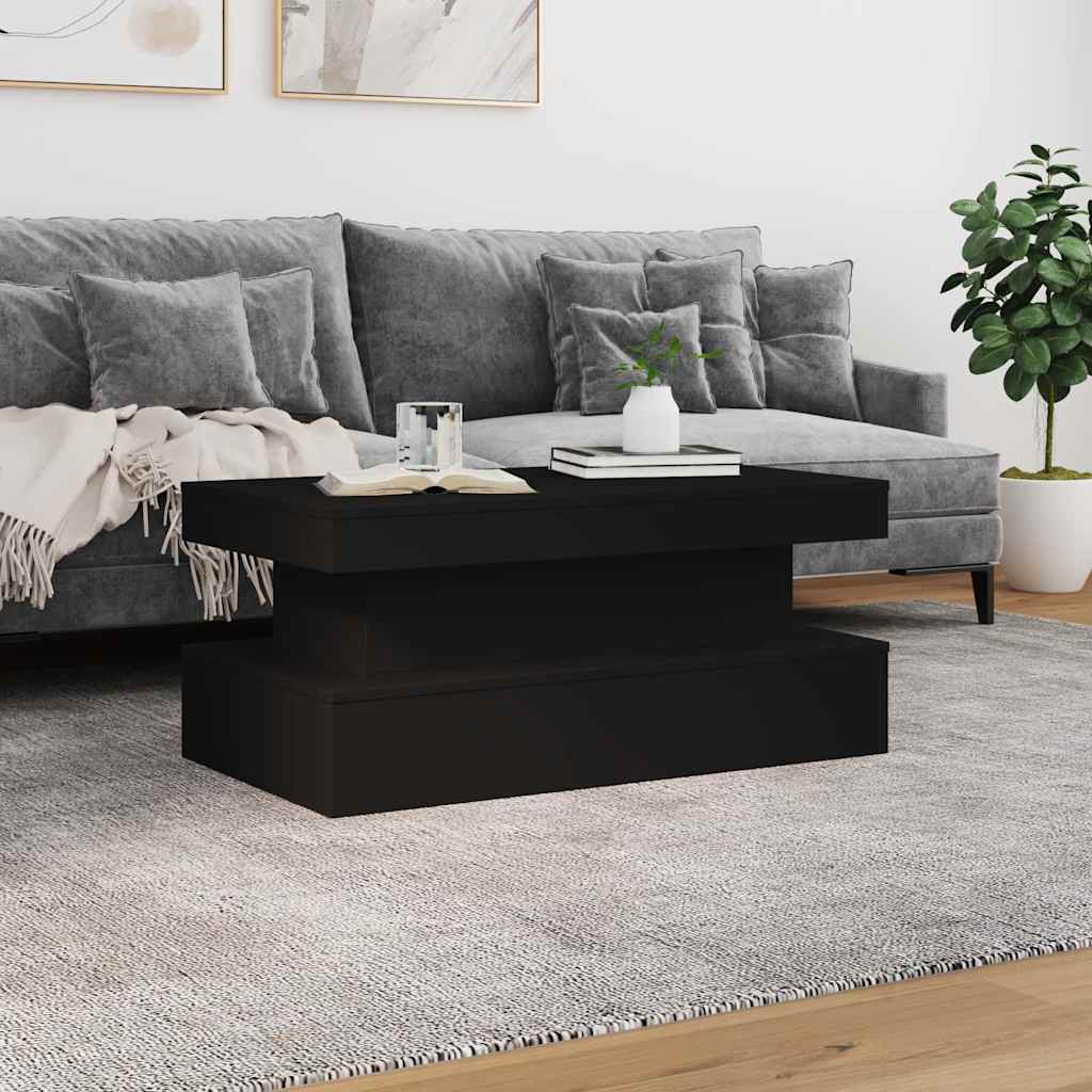fekete dohányzóasztal LED-lámpákkal 90x50x40 cm