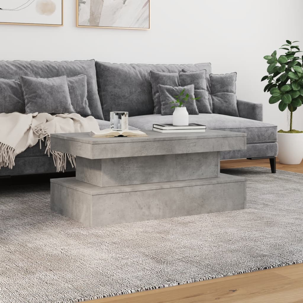 betonszürke dohányzóasztal LED-lámpákkal 90x50x40 cm