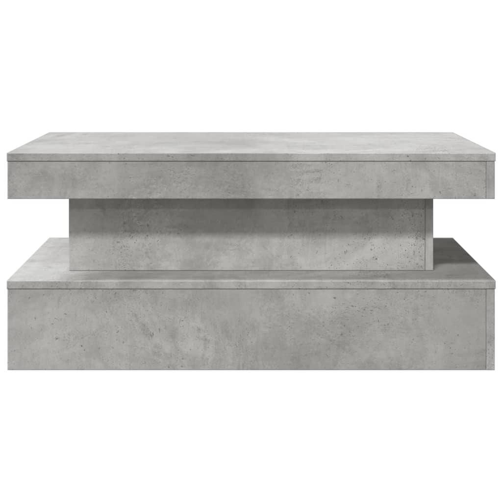 betonszürke dohányzóasztal LED-lámpákkal 90x50x40 cm