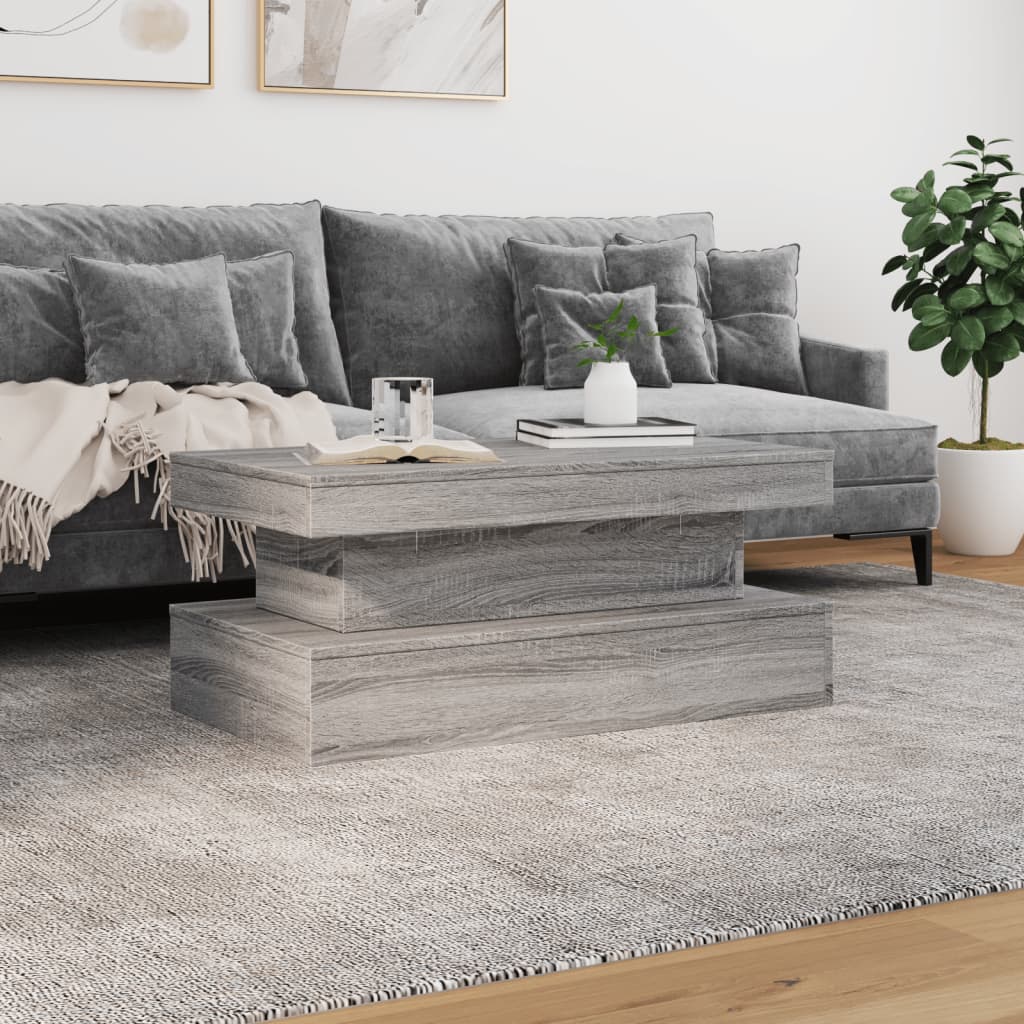 szürke sonoma színű dohányzóasztal LED-lámpákkal 90x50x40 cm