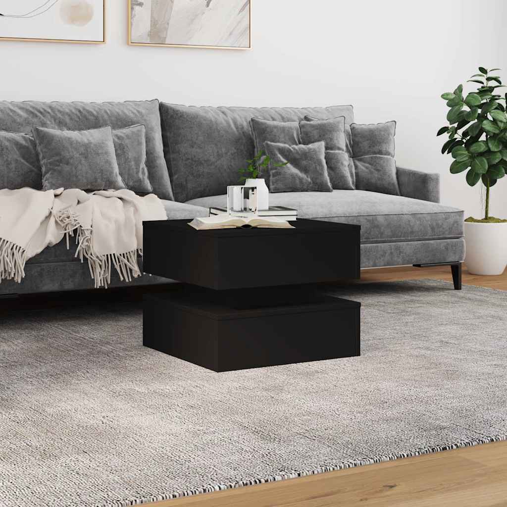 fekete dohányzóasztal LED-lámpákkal 50 x 50 x 40 cm