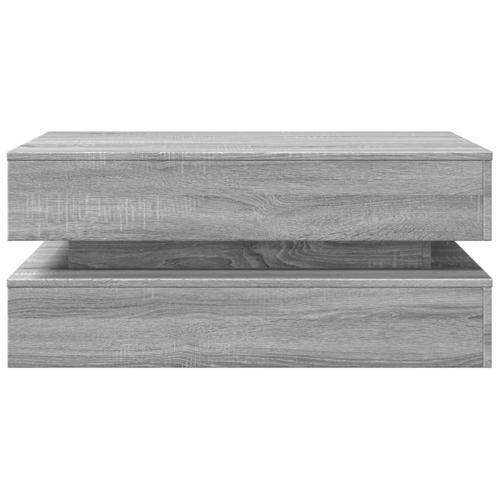 szürke sonoma színű dohányzóasztal LED-lámpákkal 90x50x40 cm