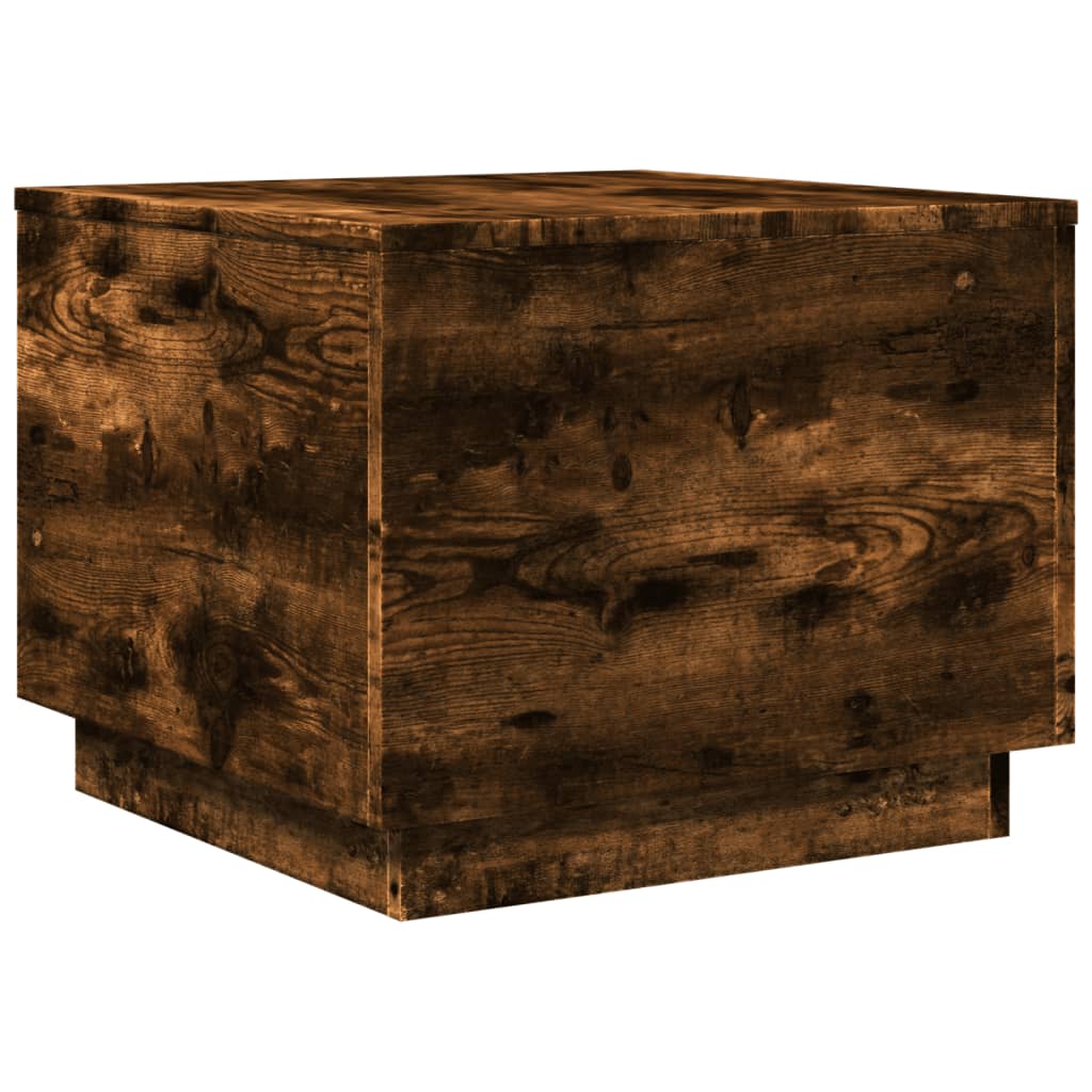 füstös tölgy színű dohányzóasztal LED-lámpákkal 50 x 50 x 40 cm