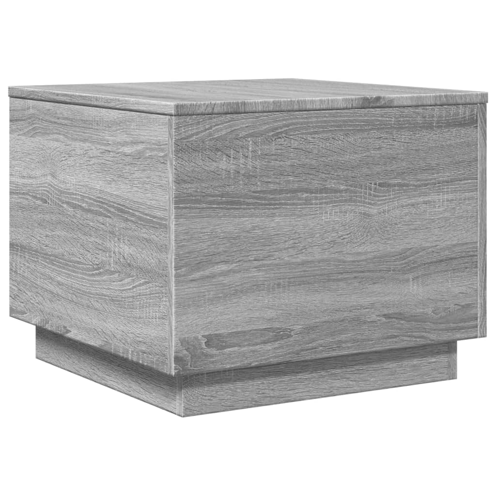 szürke sonoma színű dohányzóasztal LED-lámpákkal 50x50x40 cm
