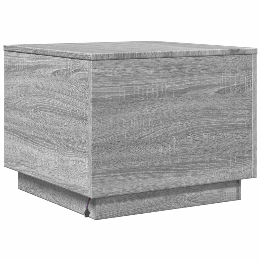 szürke sonoma színű dohányzóasztal LED-lámpákkal 50x50x40 cm