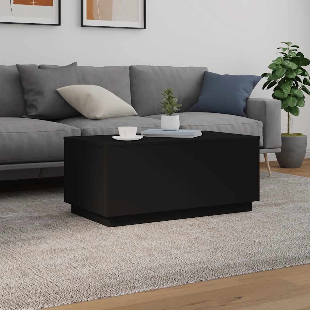 fekete dohányzóasztal LED-lámpákkal 90x50x40 cm