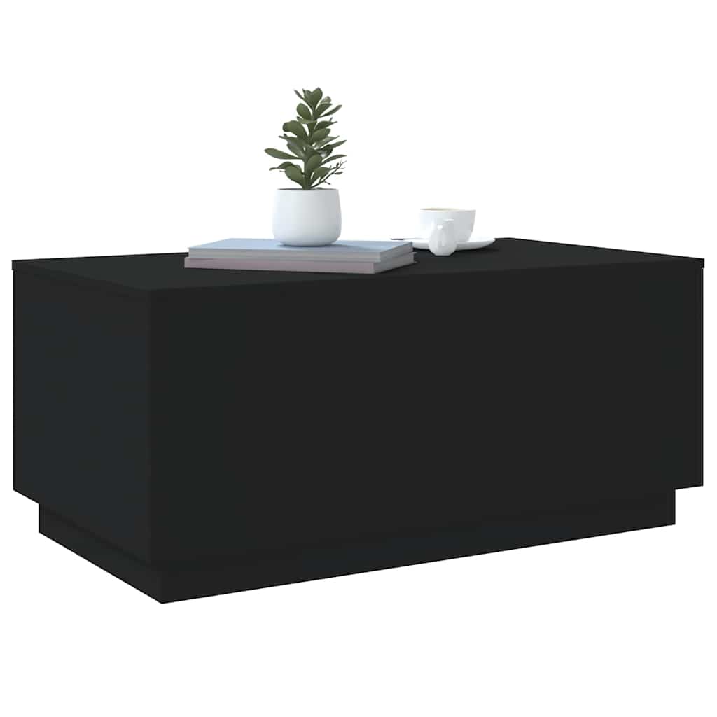 fekete dohányzóasztal LED-lámpákkal 90x50x40 cm