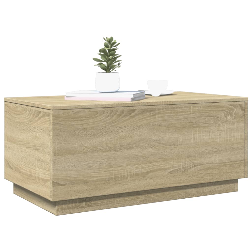 sonoma tölgy színű dohányzóasztal LED-lámpákkal 90x50x40 cm