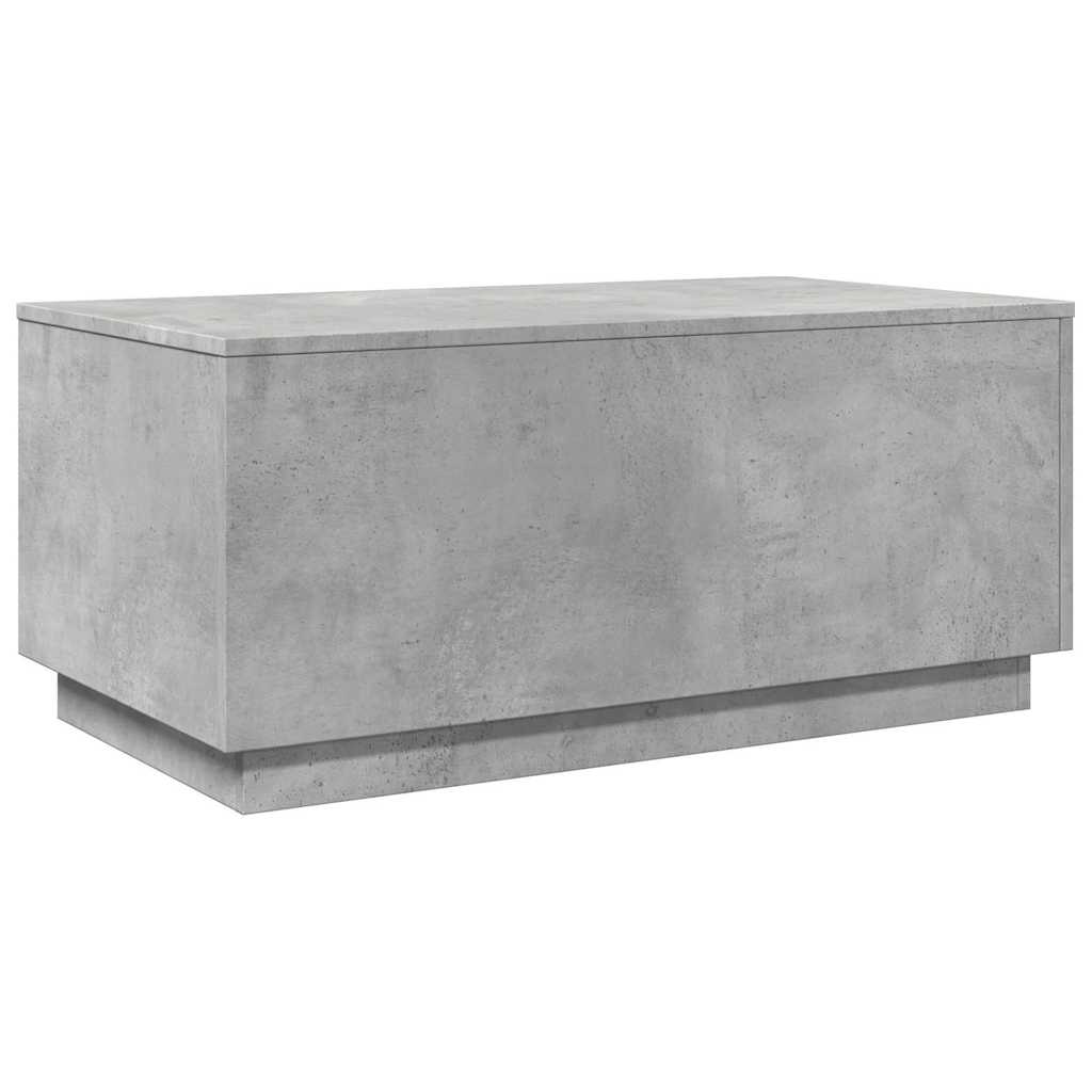 betonszürke dohányzóasztal LED-lámpákkal 90x50x40 cm