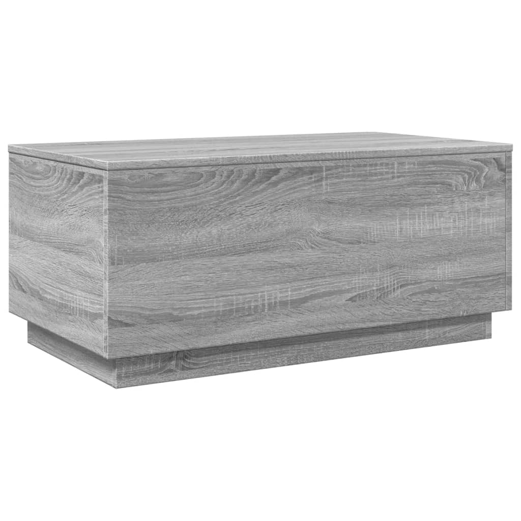 szürke sonoma színű dohányzóasztal LED-lámpákkal 90x50x40 cm
