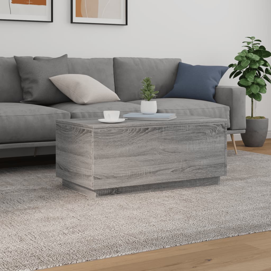 szürke sonoma színű dohányzóasztal LED-lámpákkal 90x50x40 cm