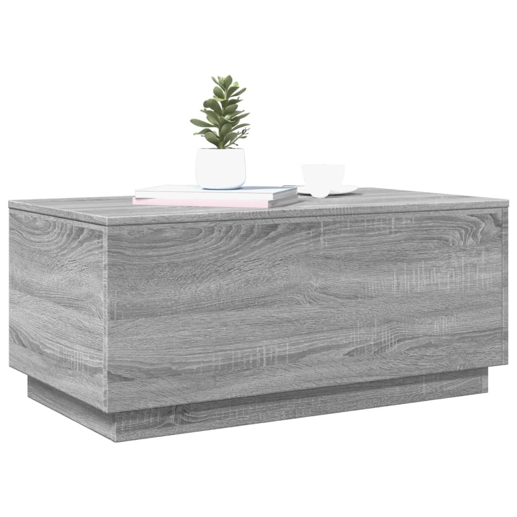 szürke sonoma színű dohányzóasztal LED-lámpákkal 90x50x40 cm