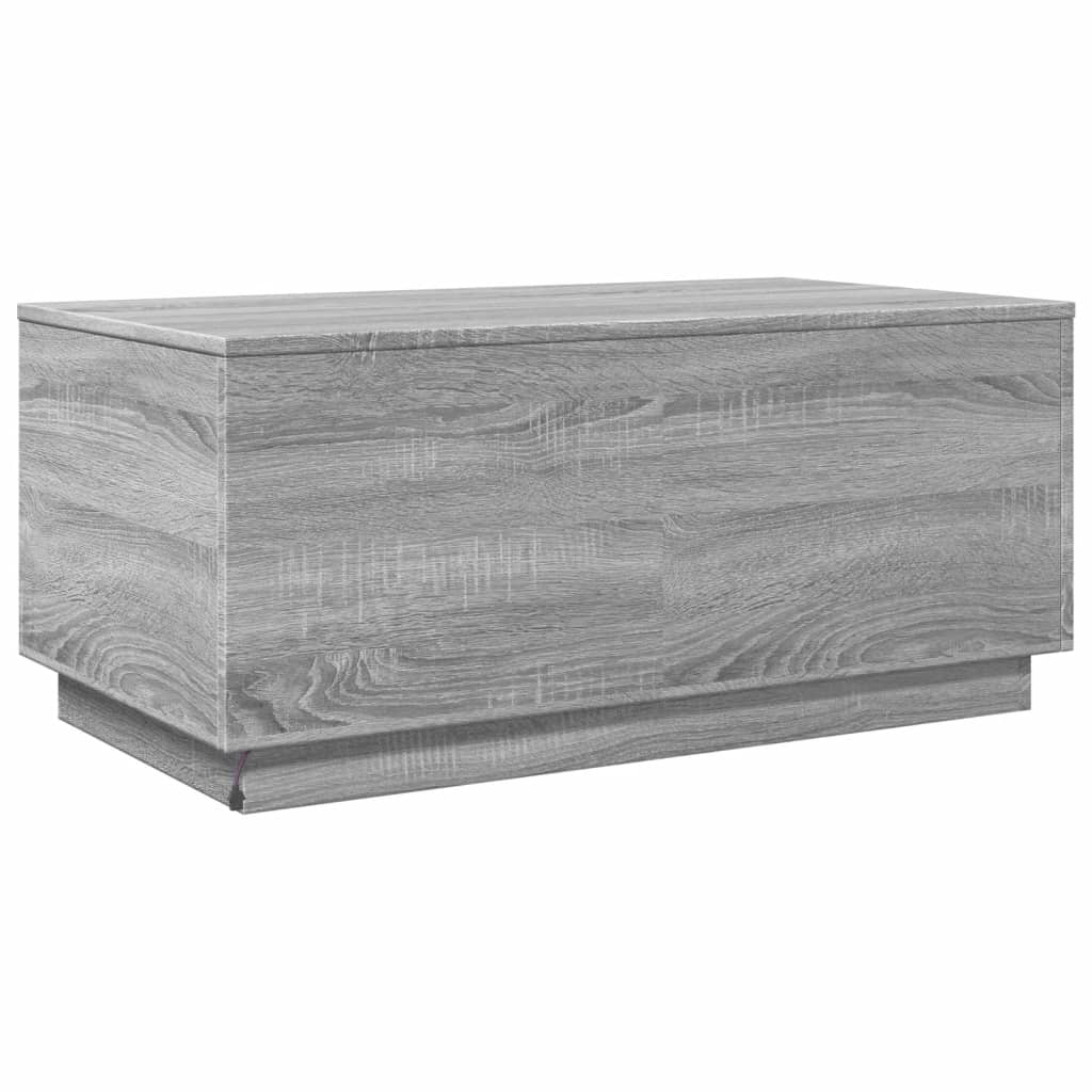 szürke sonoma színű dohányzóasztal LED-lámpákkal 90x50x40 cm