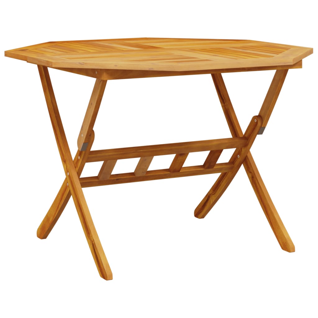 tömör akácfa összecsukható kerti asztal Ø110x75 cm