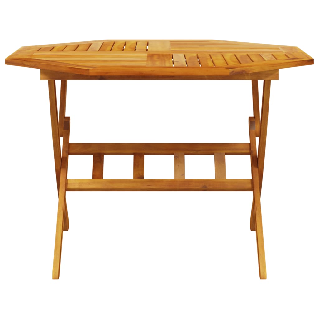 tömör akácfa összecsukható kerti asztal Ø110x75 cm