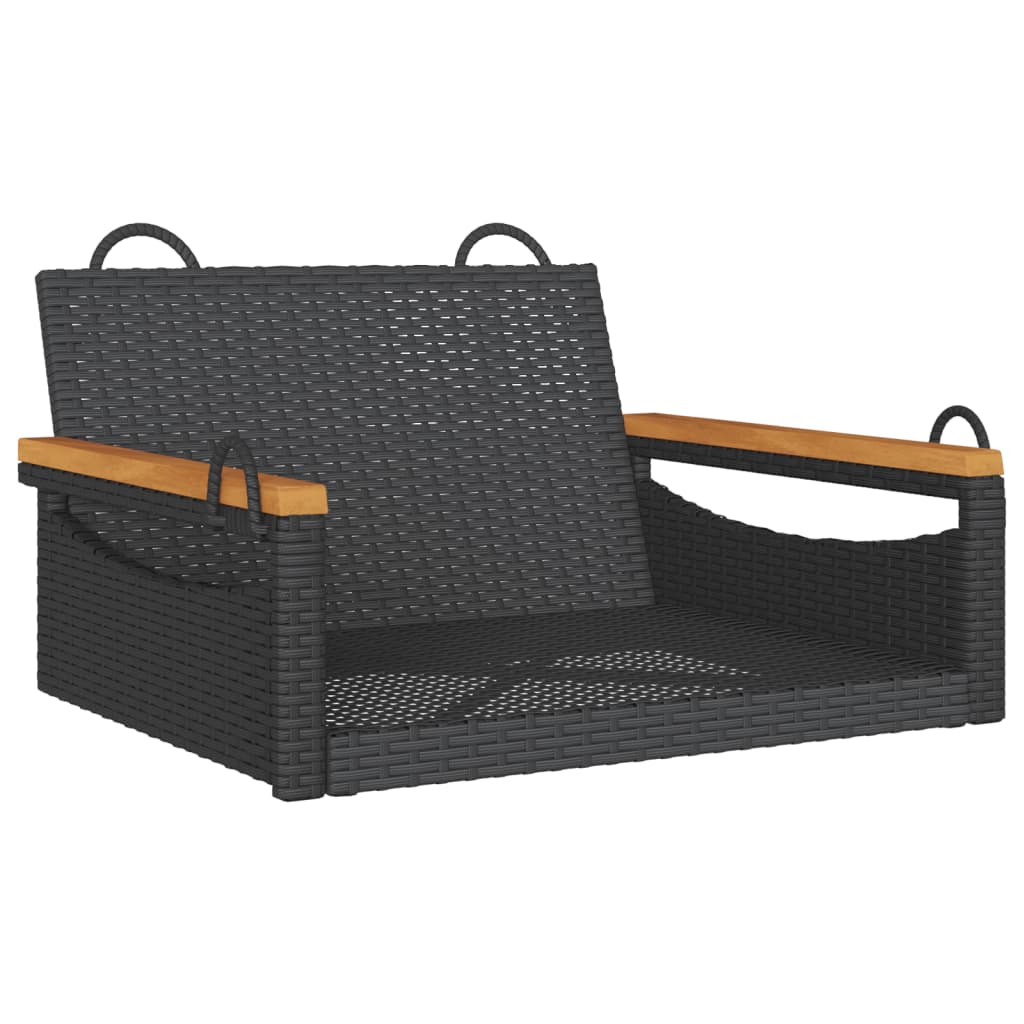 fekete polyrattan hintapad 63 x 62 x 40 cm