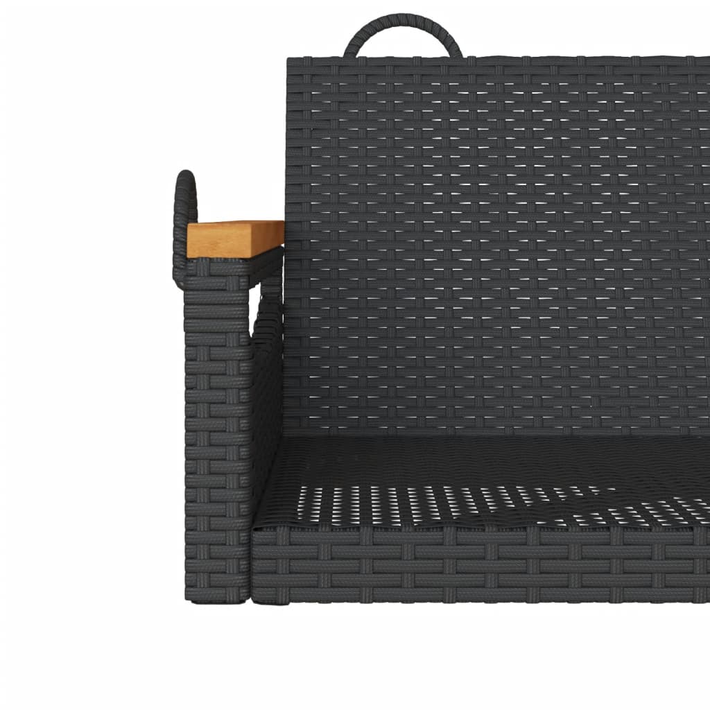 fekete polyrattan hintapad 63 x 62 x 40 cm