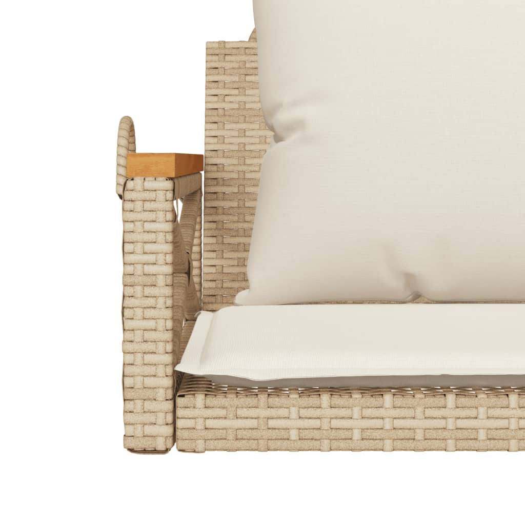 bézs polyrattan hintapad párnákkal 63 x 62 x 40 cm