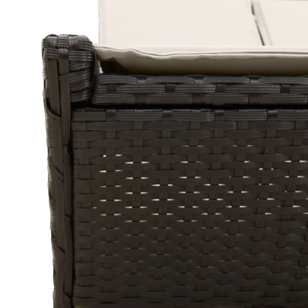 fekete polyrattan dupla napozóágy párnával