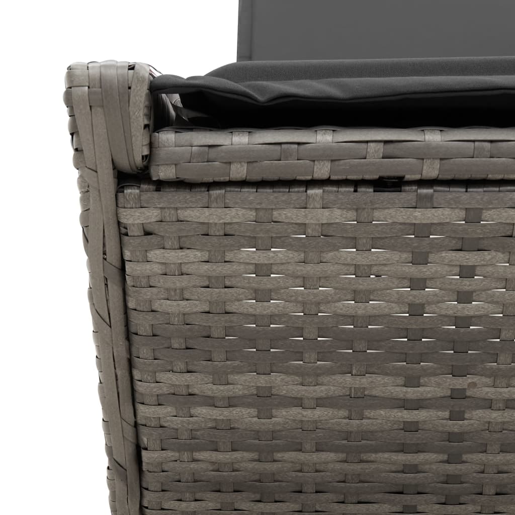 szürke polyrattan dupla napozóágy párnával