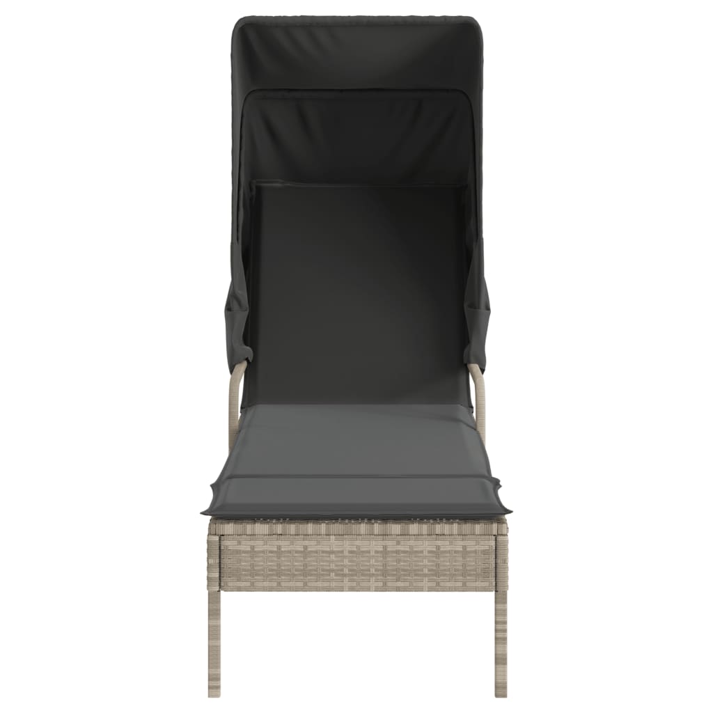 világosszürke polyrattan napozóágy tetővel