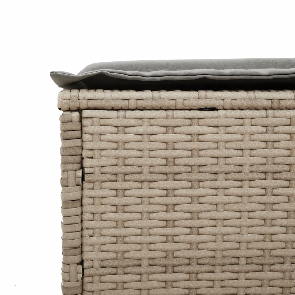 bézs polyrattan napozóágy párnával