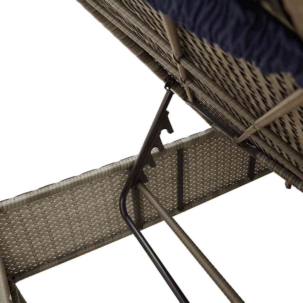 szürke polyrattan napozóágy párnával
