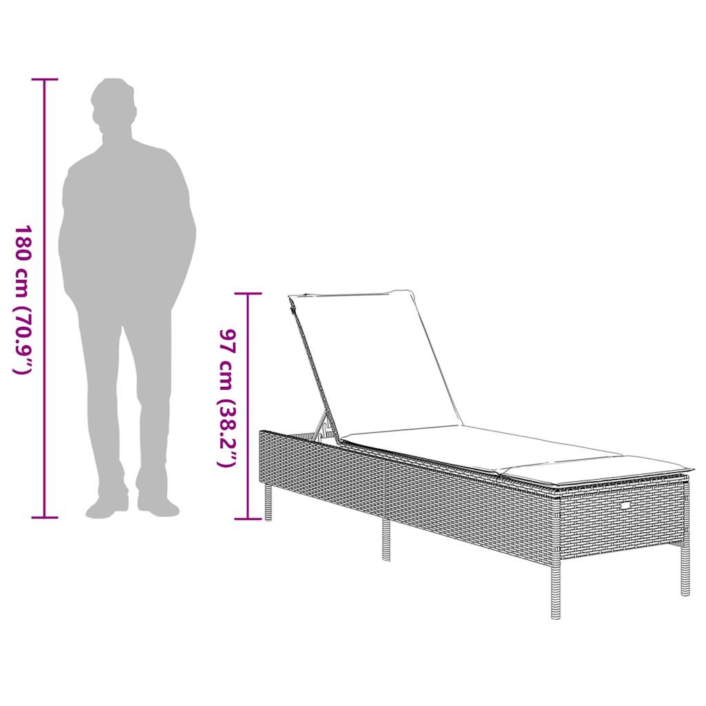 szürke polyrattan napozóágy párnával