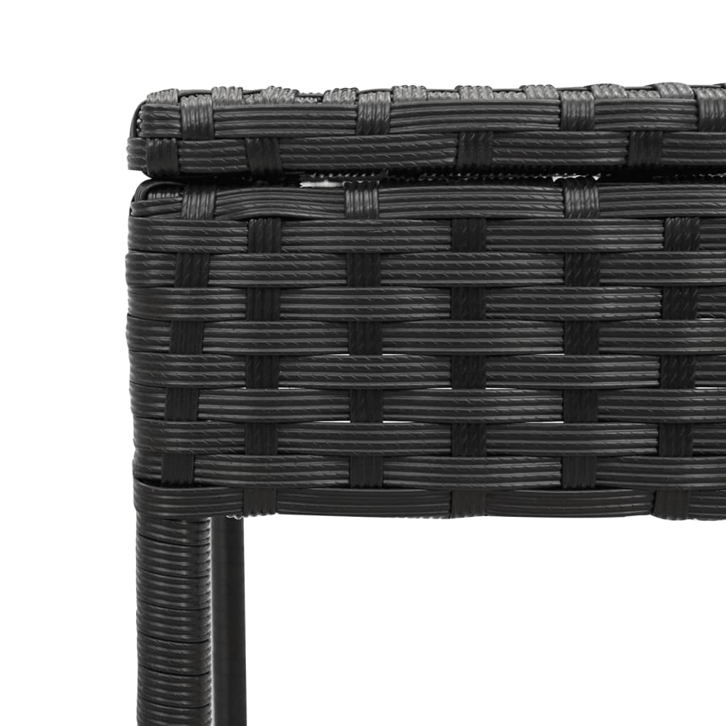 fekete polyrattan napozóágy asztallal és párnával