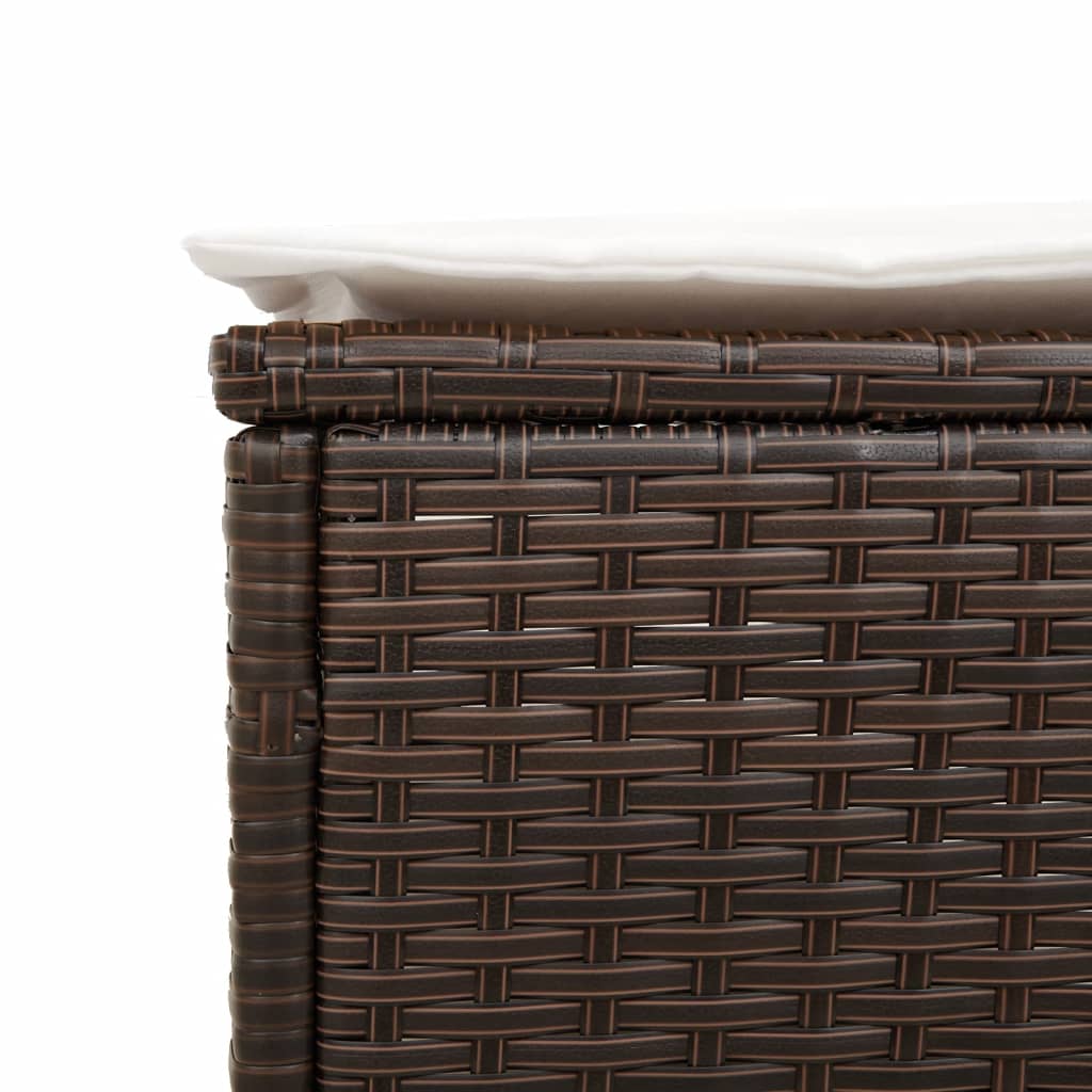 barna polyrattan napozóágy asztallal és párnával