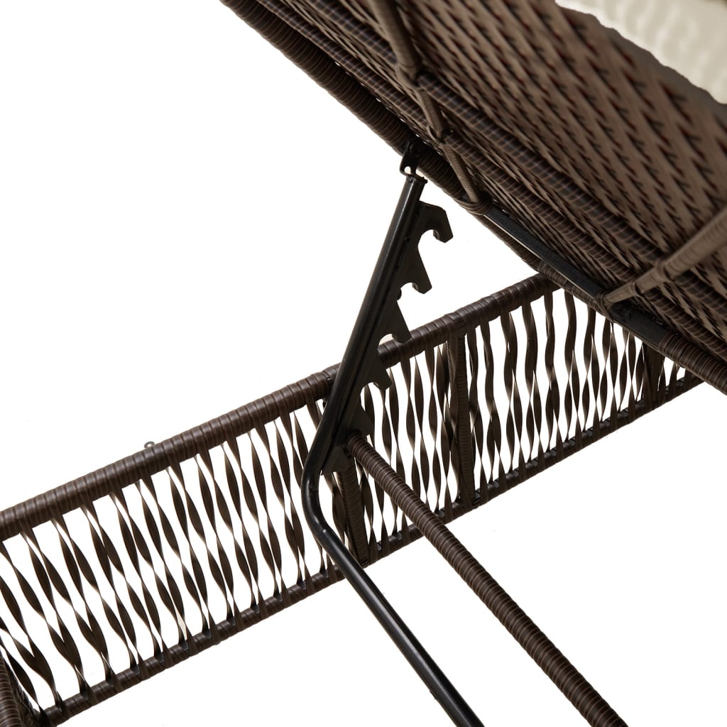 barna polyrattan napozóágy párnával