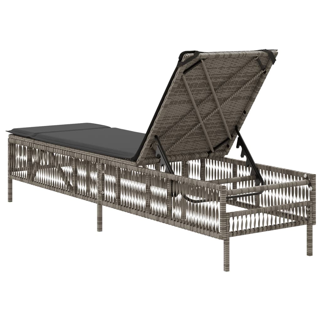 szürke polyrattan napozóágy párnával