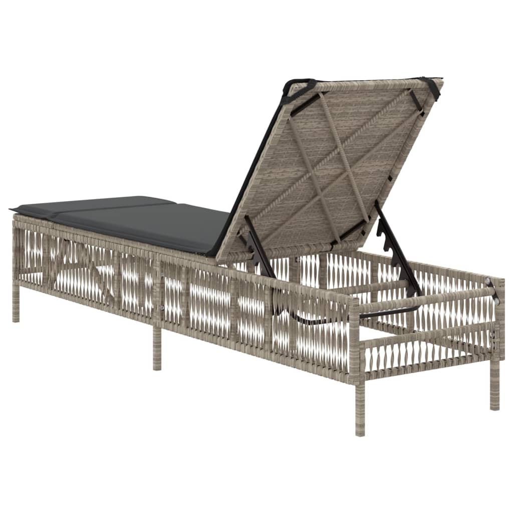 világosszürke polyrattan napozóágy párnával