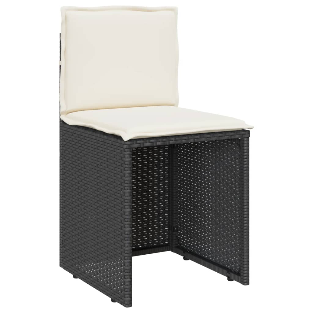 3 részes fekete polyrattan bisztrógarnitúra párnával