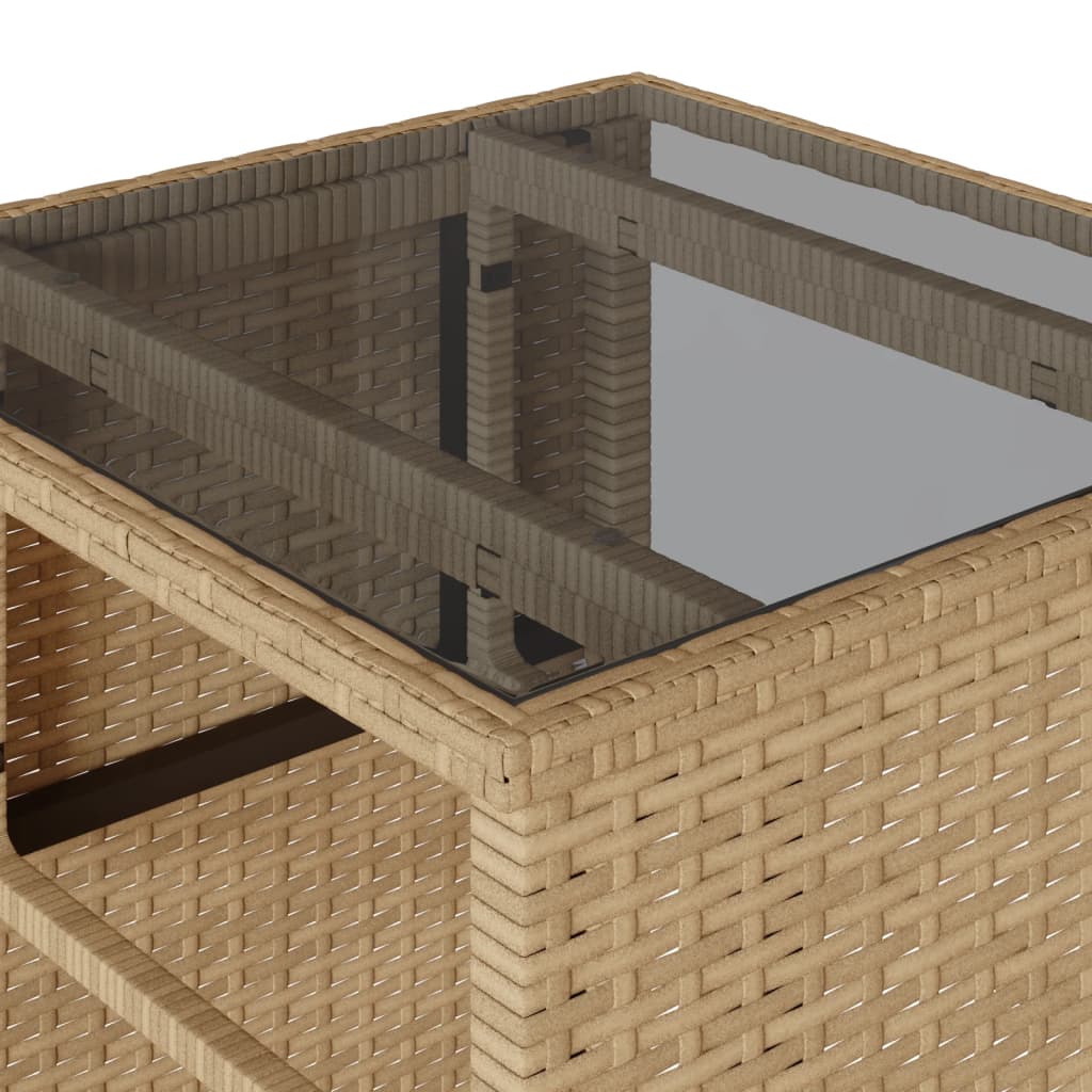 3 részes bézs polyrattan bisztrógarnitúra párnával